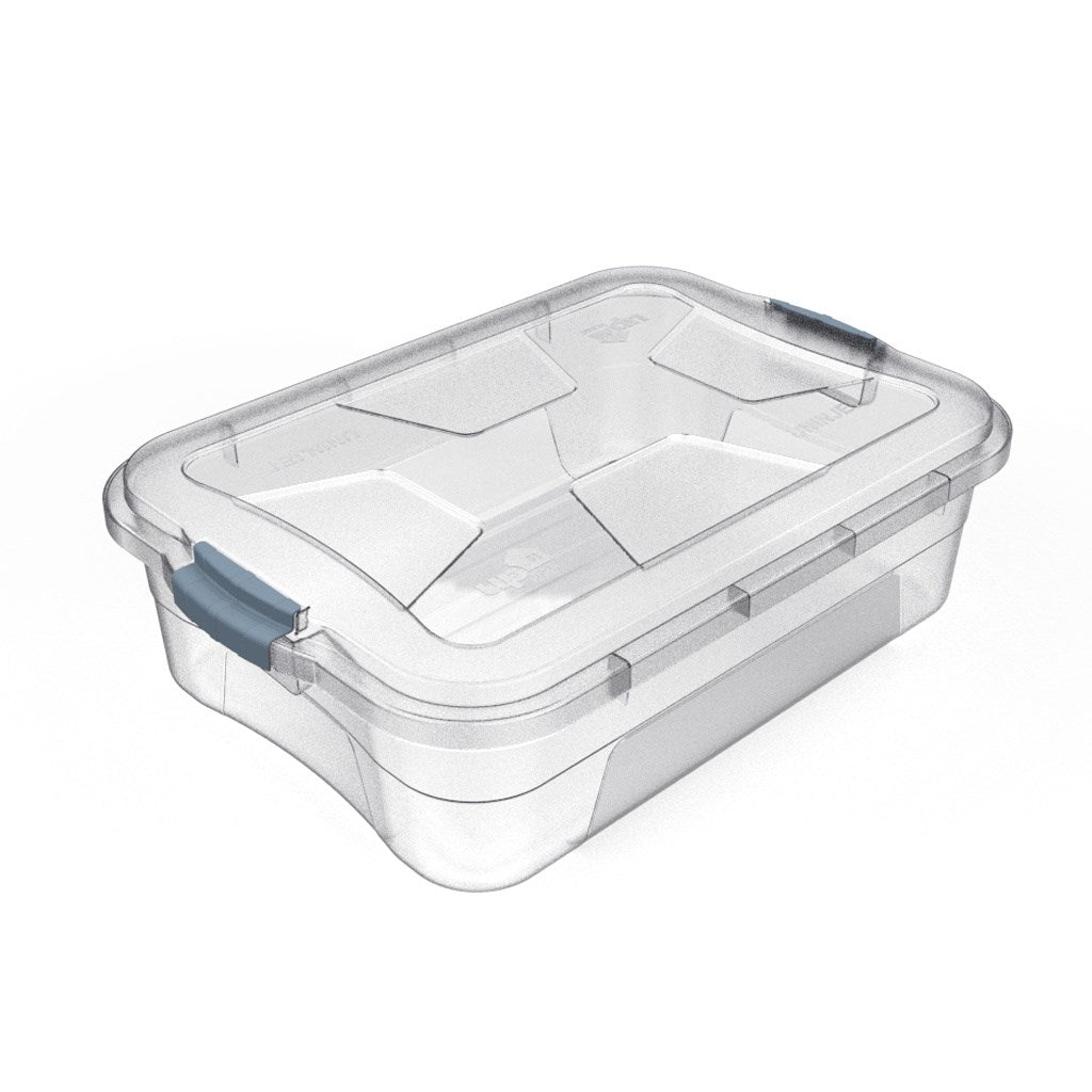 Caja organizadora transparente con tapa y pestillos