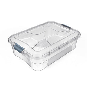 Caja organizadora transparente con tapa y pestillos